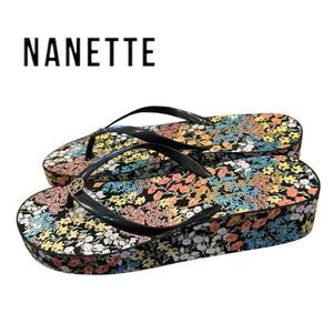 Nanette Nicoletta Women's Colorful Floral Platform Thong Sandals 8